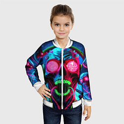 Бомбер детский Metallica - neon skull with headphones, цвет: 3D-белый — фото 2