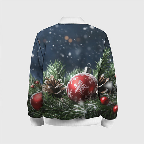 Детский бомбер Новогодний шар и шишка / 3D-Белый – фото 2