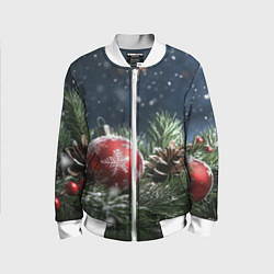 Детский бомбер Новогодний шар и шишка