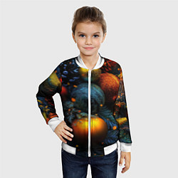 Бомбер детский Текстурные новогодние шары, цвет: 3D-белый — фото 2