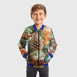 Бомбер детский Новогодняя атрибутика, цвет: 3D-синий — фото 2