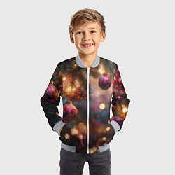 Бомбер детский Фиолетовые новогодние шары, цвет: 3D-серый — фото 2