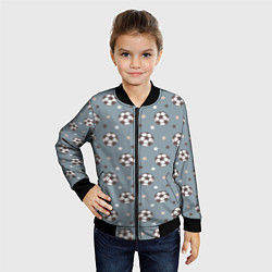 Бомбер детский Футбольные мячи и звезды на голубом, цвет: 3D-черный — фото 2