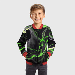 Бомбер детский Зелёно-чёрный мрамор, цвет: 3D-красный — фото 2