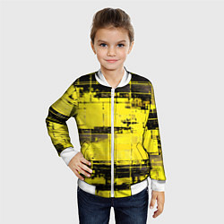 Бомбер детский Чёрно-жёлтый техно-паттерн, цвет: 3D-белый — фото 2