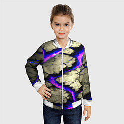 Бомбер детский Треснувший камень фиолетовый, цвет: 3D-белый — фото 2