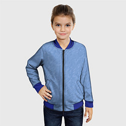 Бомбер детский Холодный голубой текстурированный однотонный, цвет: 3D-синий — фото 2