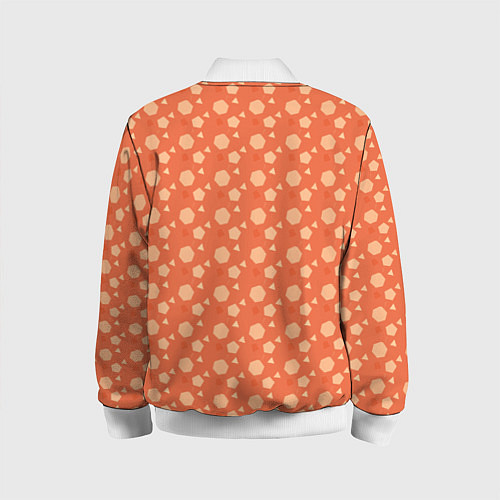 Детский бомбер Кораллово-оранжевый геометричный паттерн / 3D-Белый – фото 2