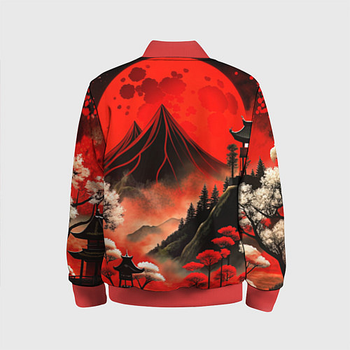 Детский бомбер Япония природа в красном цвете / 3D-Красный – фото 2
