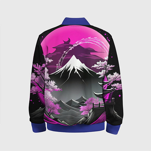 Детский бомбер Япония природа в коллаже / 3D-Синий – фото 2
