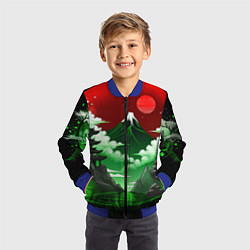 Бомбер детский Япония красно-зеленая природа, цвет: 3D-синий — фото 2