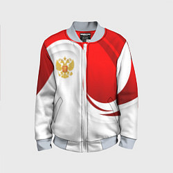 Бомбер детский Россия - красный и белый, цвет: 3D-серый