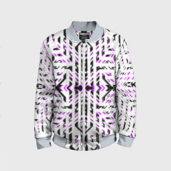 Бомбер детский Чёрно-фиолетовые диагональные полосы на белом фоне, цвет: 3D-серый