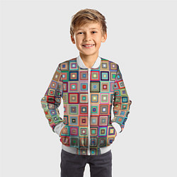 Бомбер детский Квадратная мозаика, цвет: 3D-белый — фото 2