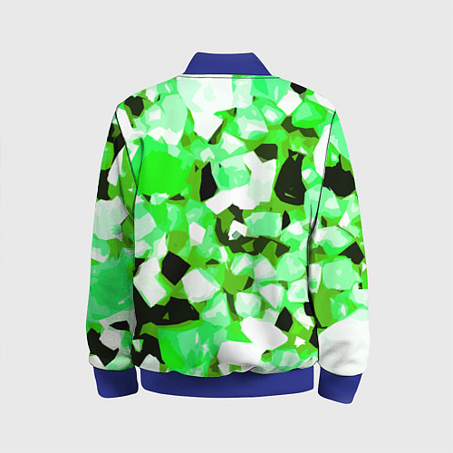 Детский бомбер Green and white abstraction on a black background / 3D-Синий – фото 2