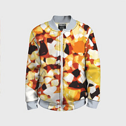 Бомбер детский Жёлто-белая абстракция на чёрном фоне, цвет: 3D-серый
