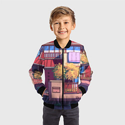 Бомбер детский Lo-fi японский стиль улица, цвет: 3D-черный — фото 2