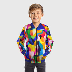 Бомбер детский Лоскутная абстракция, цвет: 3D-синий — фото 2