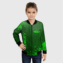 Бомбер детский Chery - green gradient вертикально, цвет: 3D-черный — фото 2