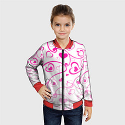 Бомбер детский Узорные сердца, цвет: 3D-красный — фото 2