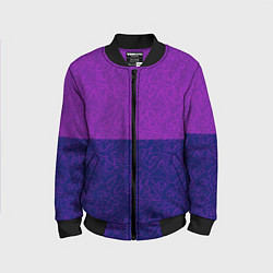 Бомбер детский Фиолетовый синий узор с абстрактными линиями, цвет: 3D-черный