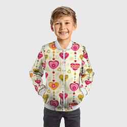Бомбер детский Сердечки подборка, цвет: 3D-белый — фото 2