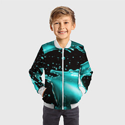 Бомбер детский Разрыв голубой краски, цвет: 3D-белый — фото 2