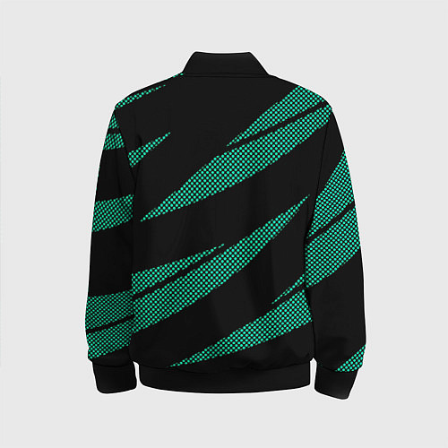 Детский бомбер Чёрный с бирюзовым текстура точки и полосы / 3D-Черный – фото 2