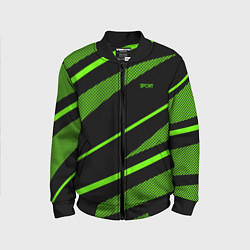 Детский бомбер Sport чёрный и зелёный полосы