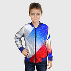 Бомбер детский Цвета флага России абстрактный, цвет: 3D-синий — фото 2
