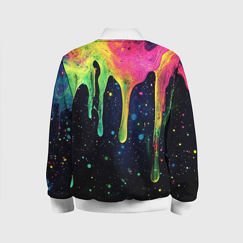 Детский бомбер Разноцветные потеки краски / 3D-Белый – фото 2
