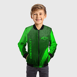 Бомбер детский Chevrolet - green gradient вертикально, цвет: 3D-черный — фото 2