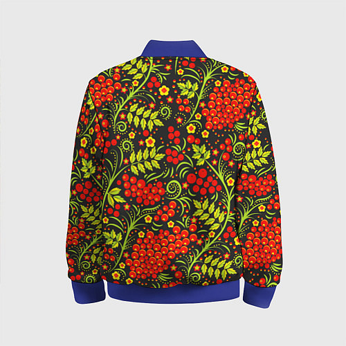 Детский бомбер Красная рябина хохлома / 3D-Синий – фото 2