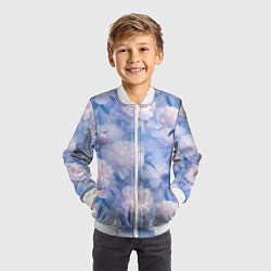 Бомбер детский Цветы в туманности, цвет: 3D-белый — фото 2