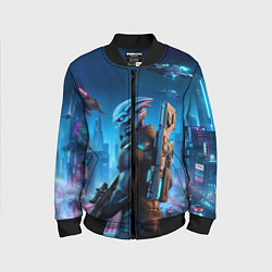 Бомбер детский Mass Effect - neon glow fantastic, цвет: 3D-черный