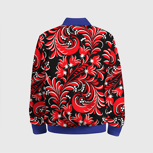 Детский бомбер Хохлома - красная роспись / 3D-Синий – фото 2