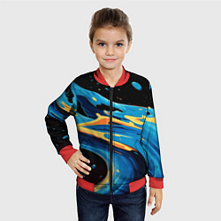 Бомбер детский Синяя волна из красок, цвет: 3D-красный — фото 2