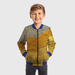 Бомбер детский Золотые волны на сером текстура, цвет: 3D-синий — фото 2