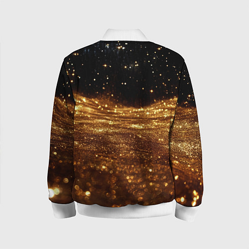 Детский бомбер Золотистые крупицы на черном / 3D-Белый – фото 2