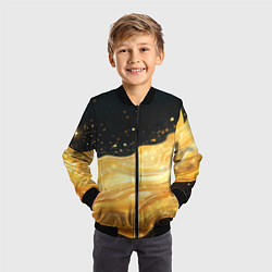 Бомбер детский Золотистая материя на черном фоне, цвет: 3D-черный — фото 2