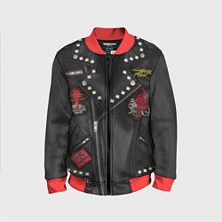 Детский бомбер Косуха с нашивкой самурая киберпанк