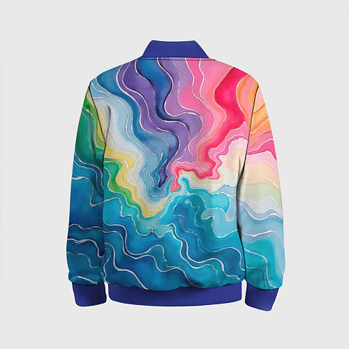 Детский бомбер Абстрактные волны в мраморном стиле / 3D-Синий – фото 2