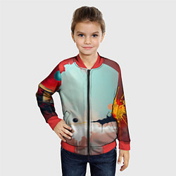 Бомбер детский Сюрреалистичная абстракция, цвет: 3D-красный — фото 2