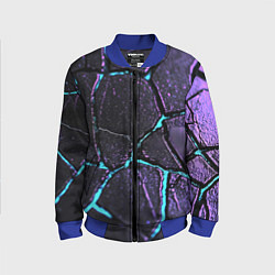 Бомбер детский Фиолетовые плиты с голубым свечением, цвет: 3D-синий