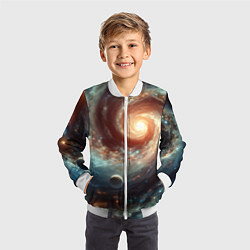Бомбер детский Далёкая неоновая галактика - нейросеть, цвет: 3D-белый — фото 2