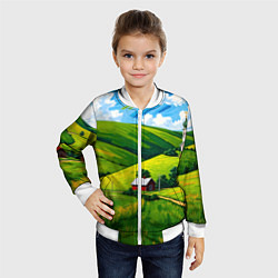 Бомбер детский Русская деревенька, цвет: 3D-белый — фото 2