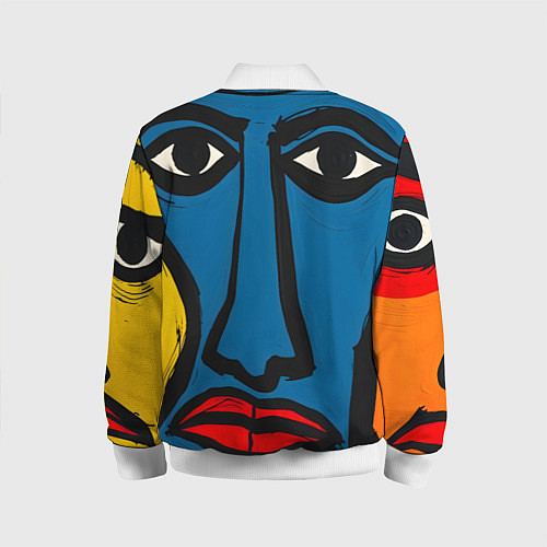 Детский бомбер Арт с лицами / 3D-Белый – фото 2