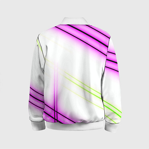Детский бомбер Green white pink line / 3D-Белый – фото 2