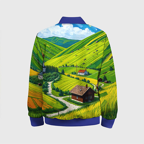 Детский бомбер Русская душа и поле / 3D-Синий – фото 2