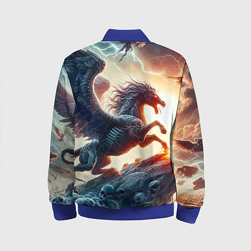 Детский бомбер Пегас тёмных сил - нейроарт / 3D-Синий – фото 2